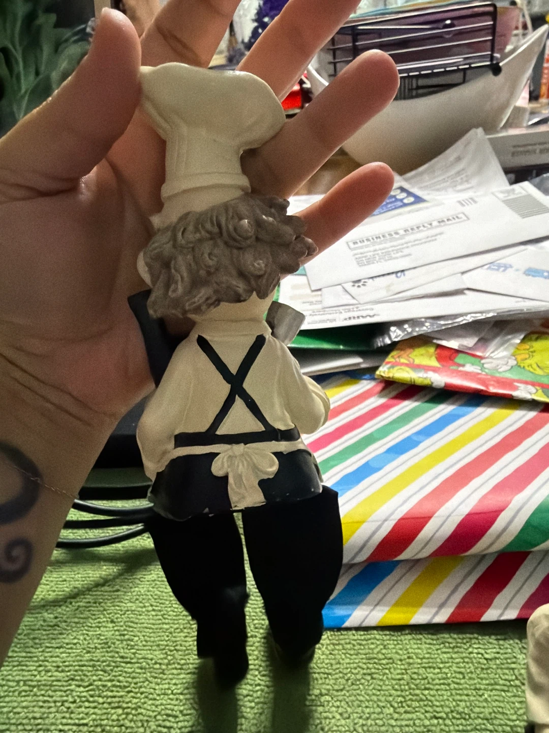 Chef Figurine with Bread and Wine Bottle - photo 4