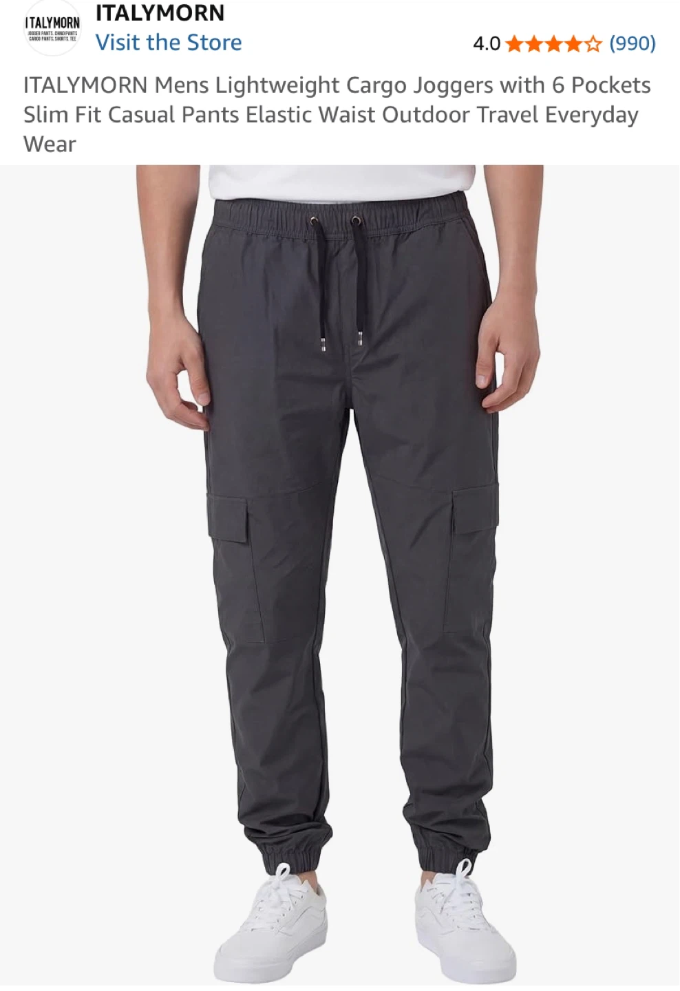 ITALYMORN women’s Lightweight Cargo Joggers - Grey