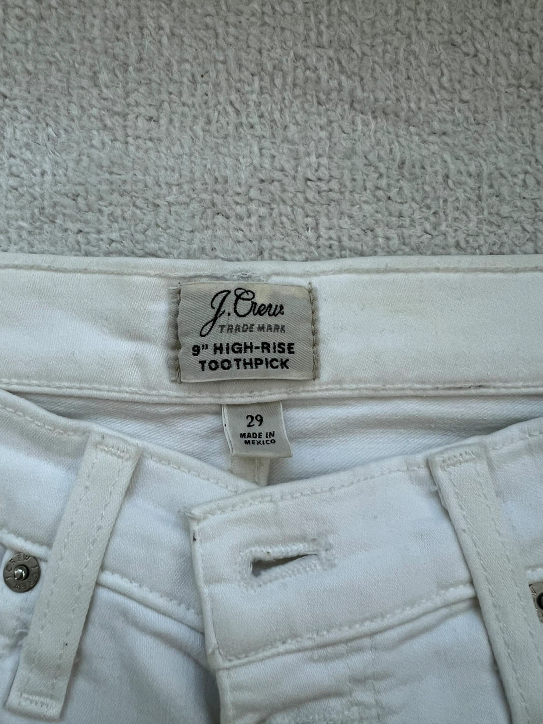 J. Crew 9" High-Rise Toothpick Jeans White Size 29 - photo 2