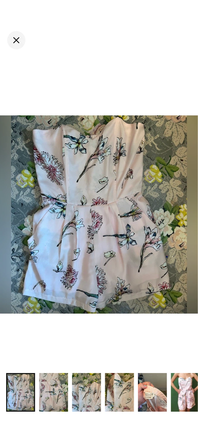 Pink floral strapless romper