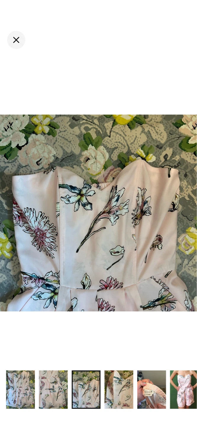 Pink floral strapless romper - photo 3