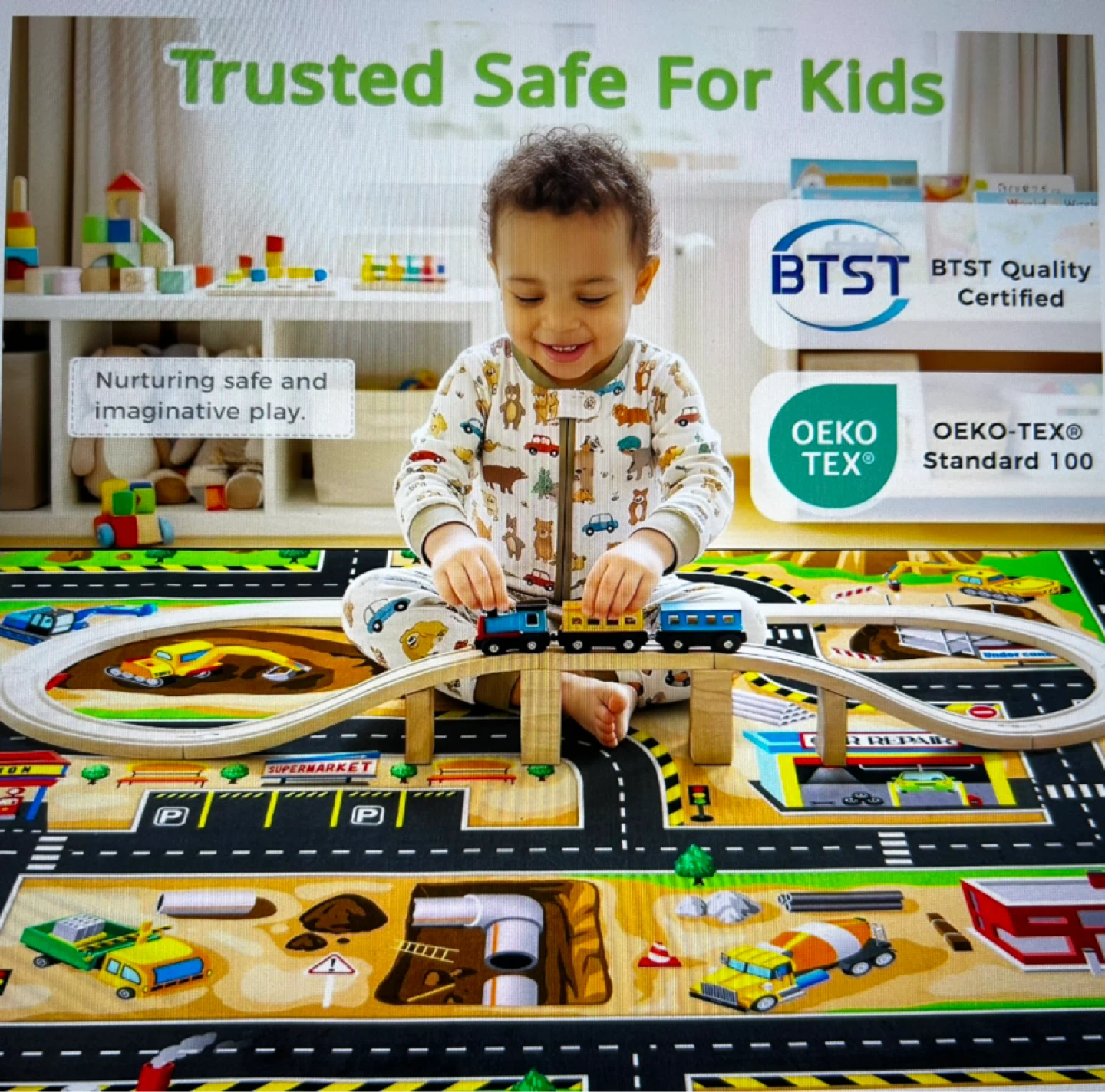 Kids Rug, 3x5 Ft, Construction Site