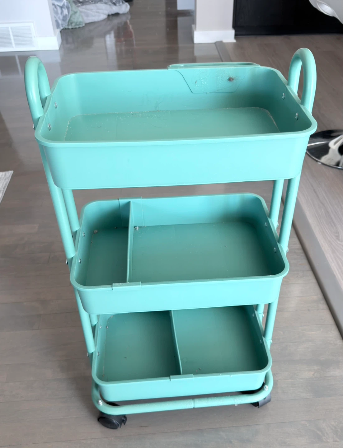 Teal 3-Tier Rolling Utility Cart with Organizer Cup - photo 3