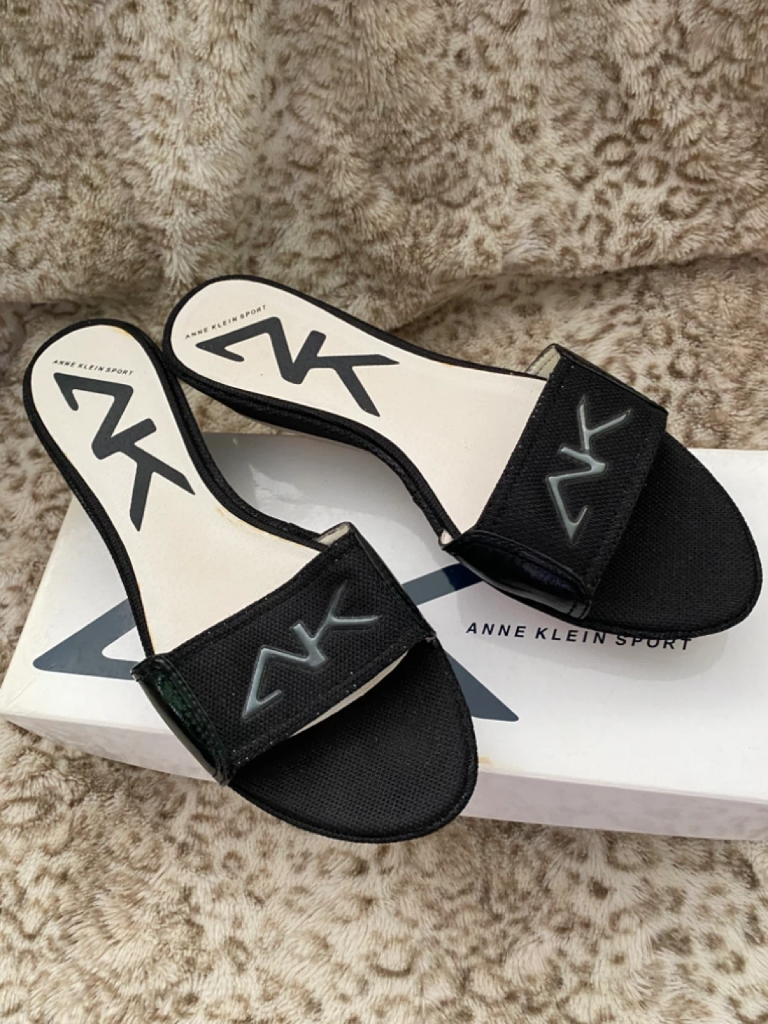Anne Klein Sport Black Slide Sandals