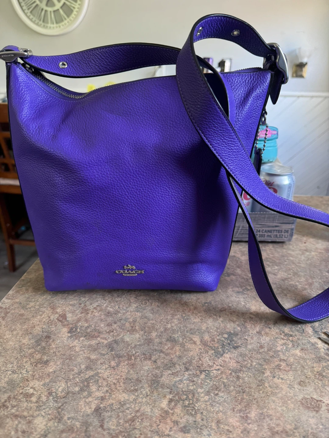 Coach Purple Leather Shoulder Bag