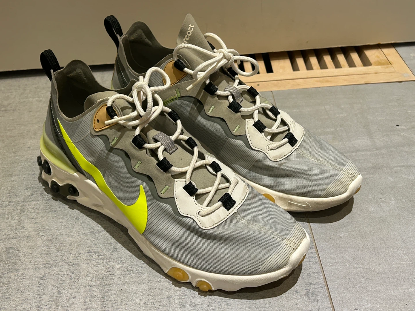 Nike React Element 55 Grey Neon Running Shoes