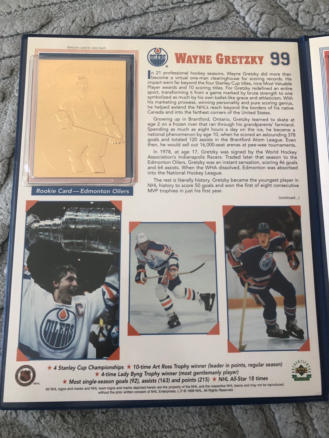 Wayne Gretzky 22KT Gold Rookie and Career Cards - photo 2