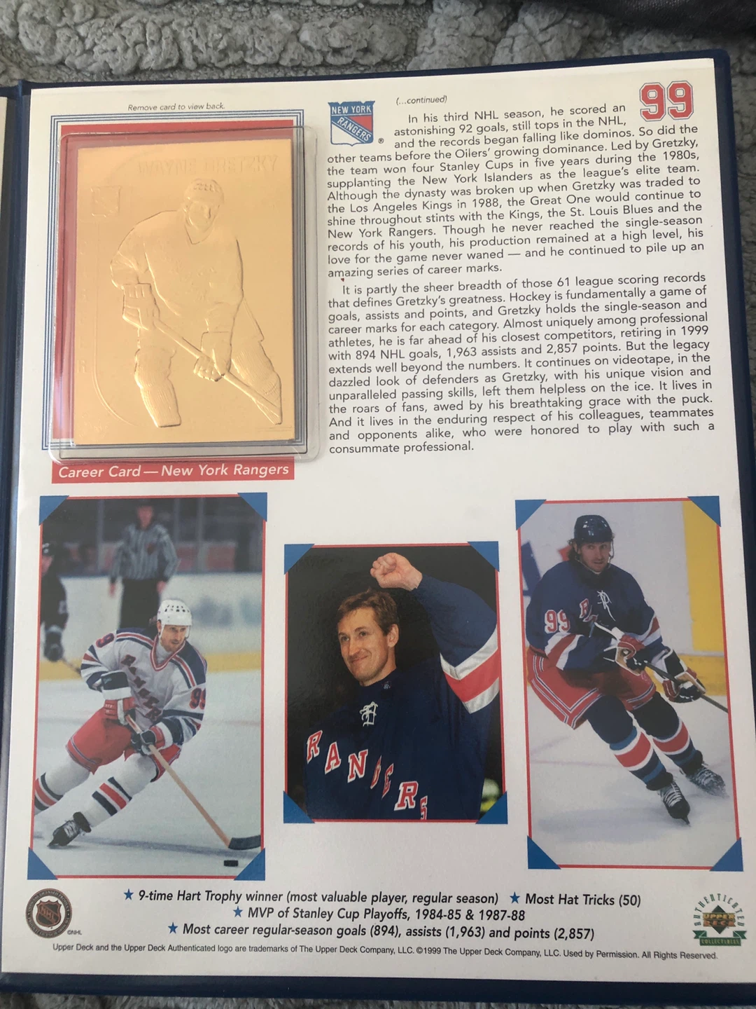 Wayne Gretzky 22KT Gold Rookie and Career Cards - photo 3