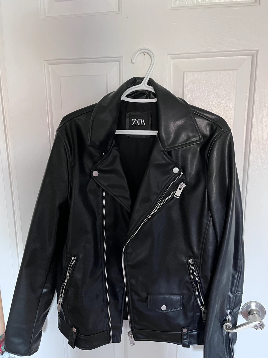 ZARA Black Faux Leather Moto Jacket