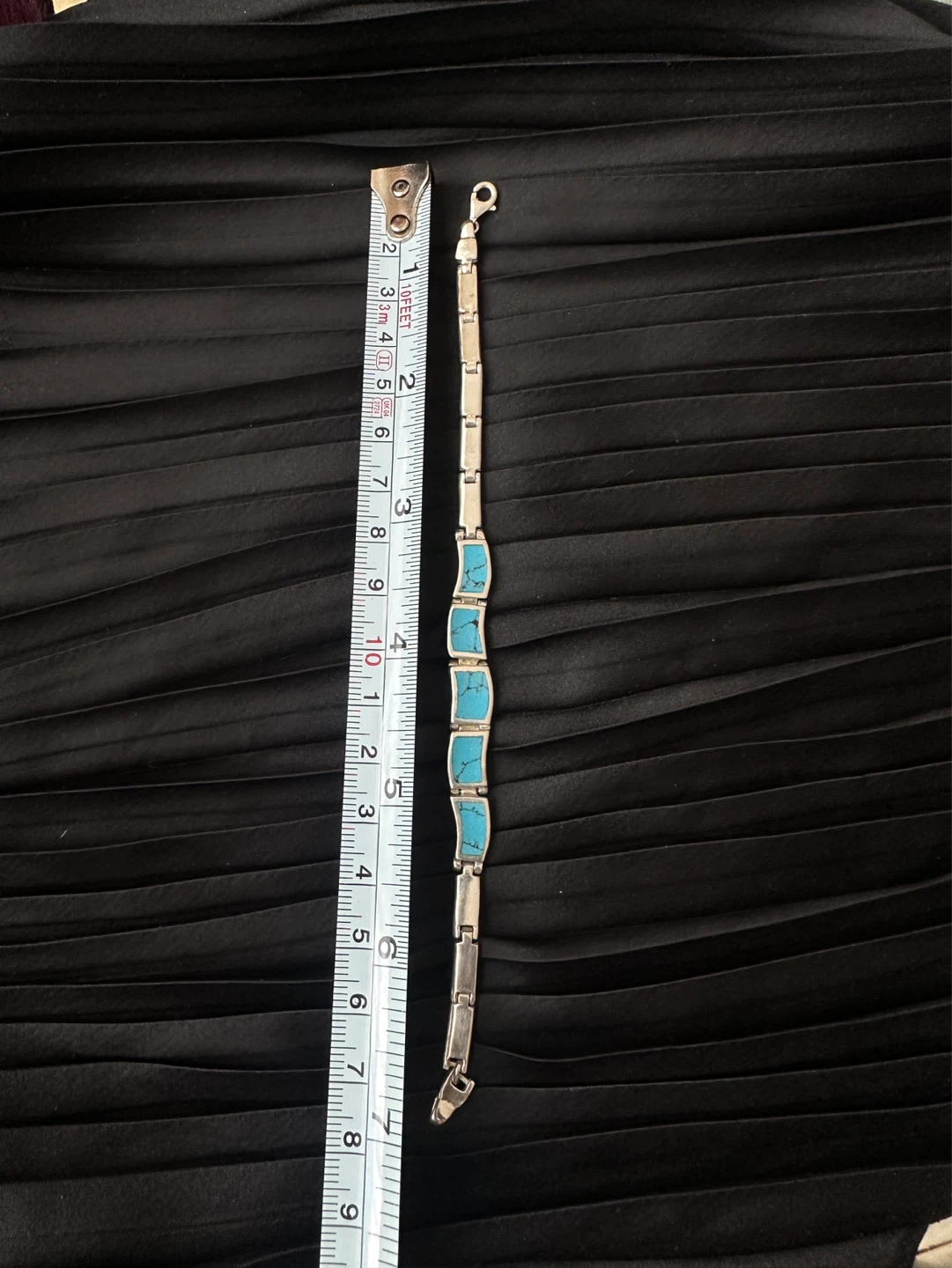 Vintage Sterling Silver Turquoise Inlay Bracelet - photo 3
