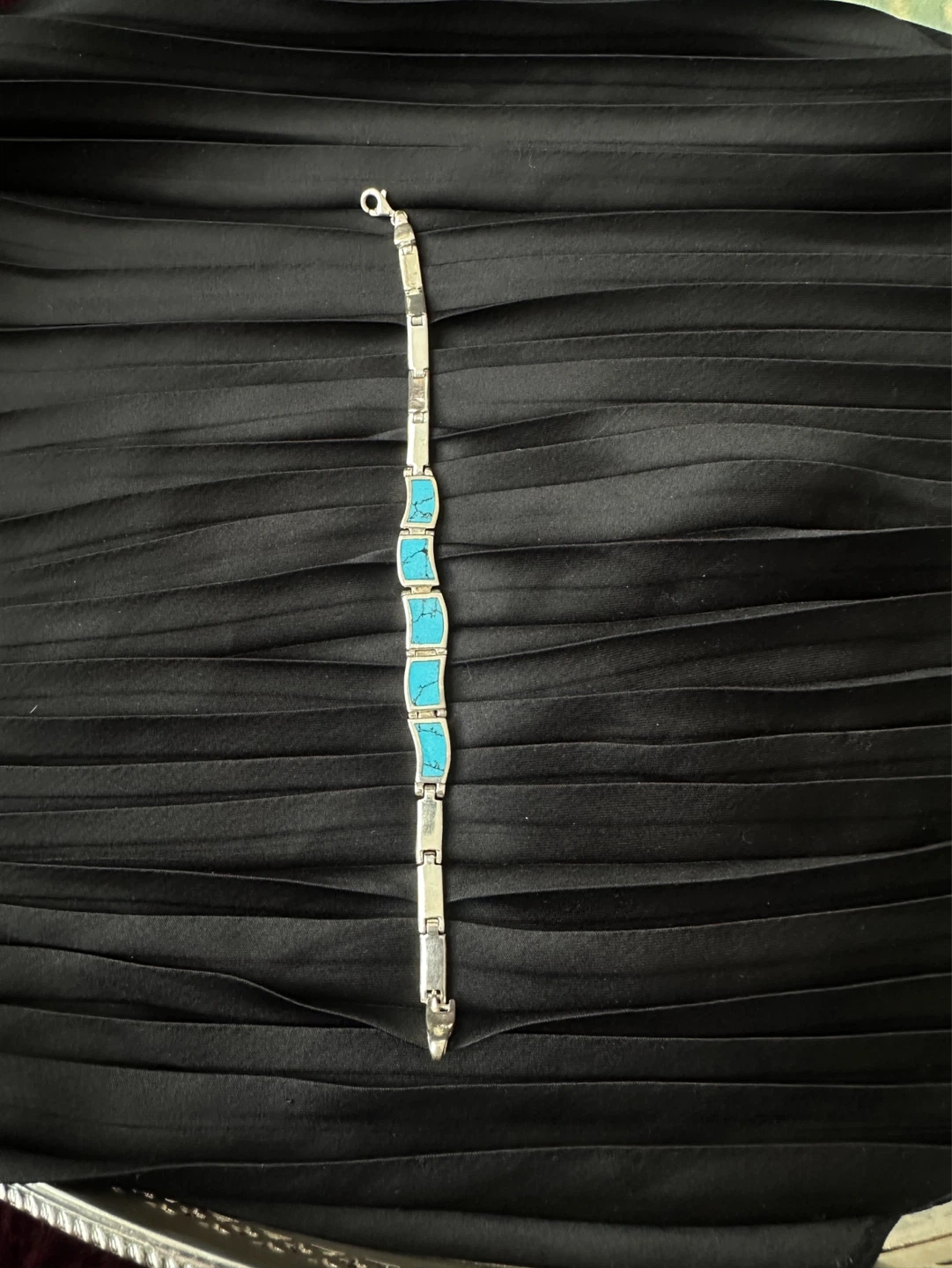 Vintage Sterling Silver Turquoise Inlay Bracelet