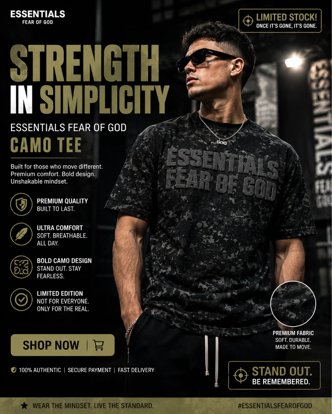 ESSENTIALS Fear of God Camo Tee