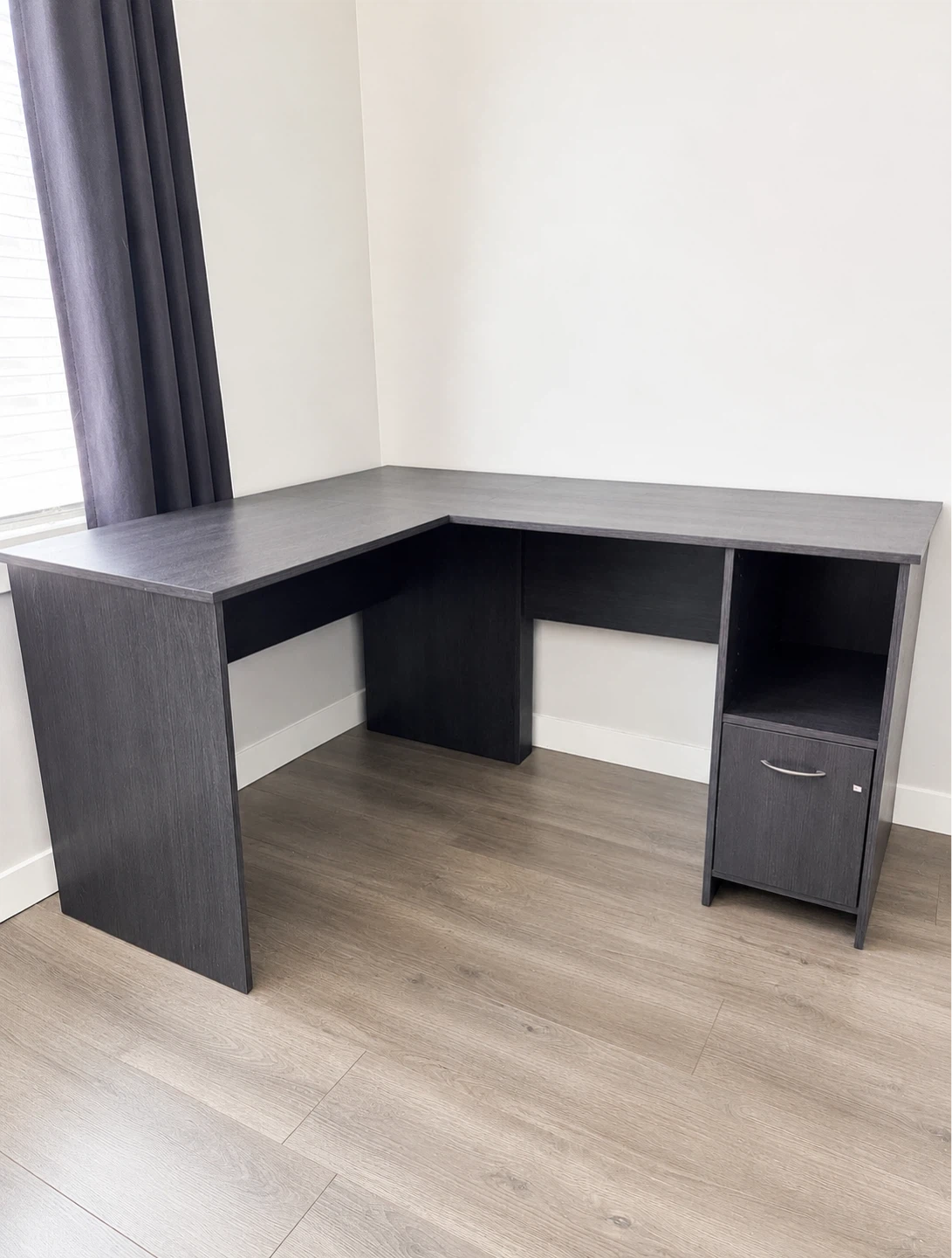 Delivery Available L-Shaped Corner Desk with Drawer and Shelf - photo 2