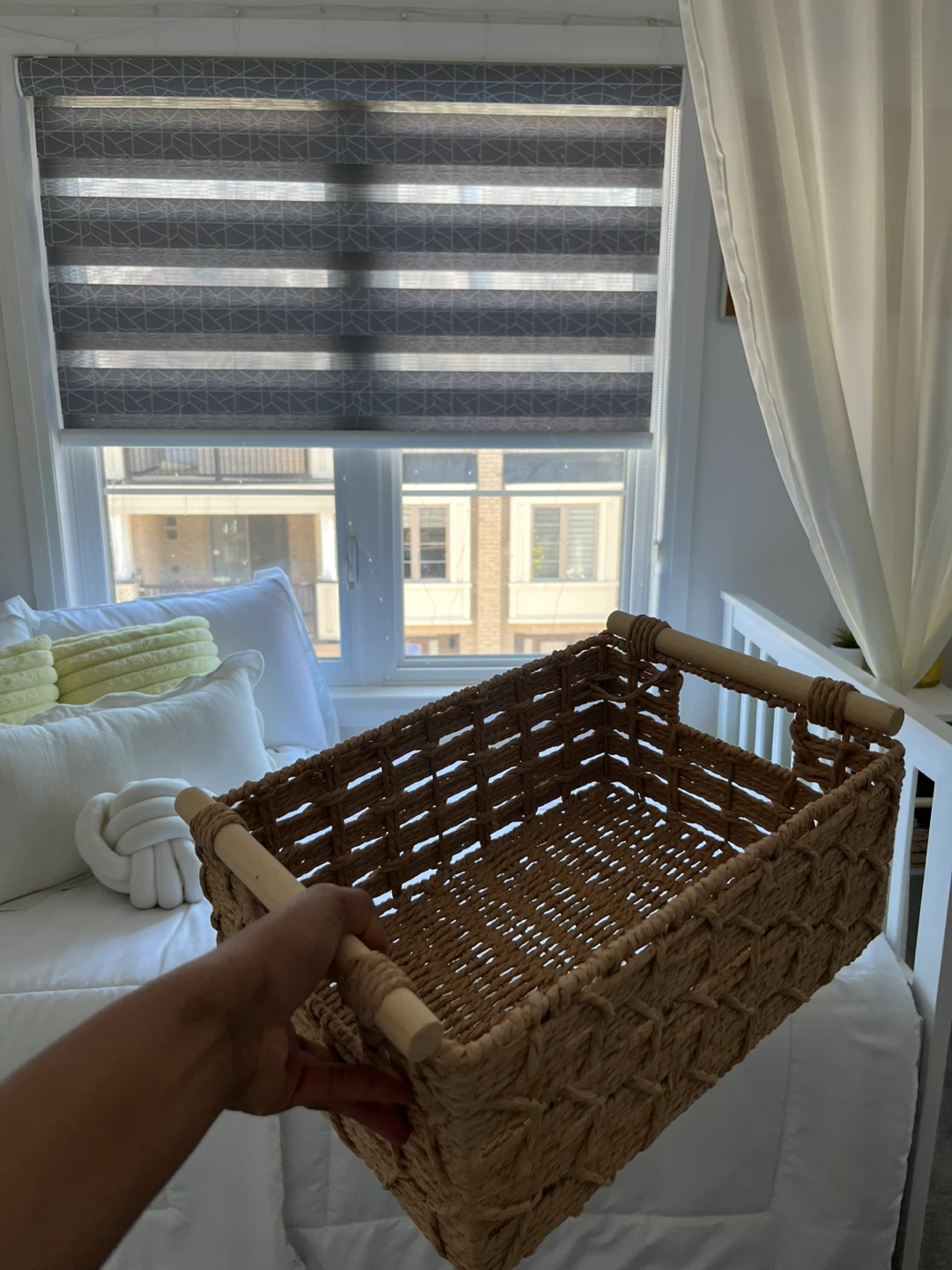 Woven Storage Basket with Wooden Handles 2pc
