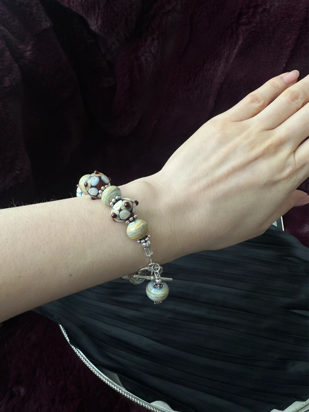 Glass Bead 925 Bracelet with Silver Heart Charm - photo 5