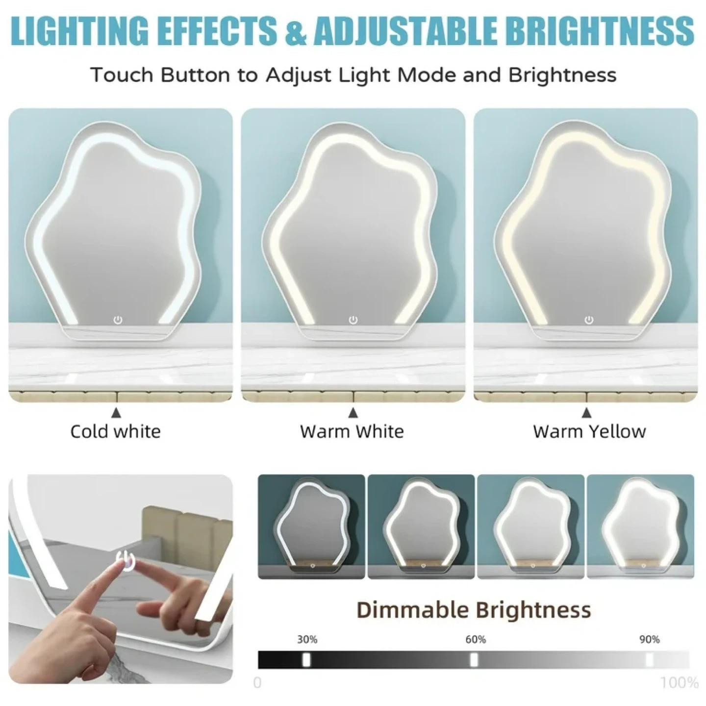 UBesGoo Makeup Vanity with 3 Color Lighted Mirror - photo 2
