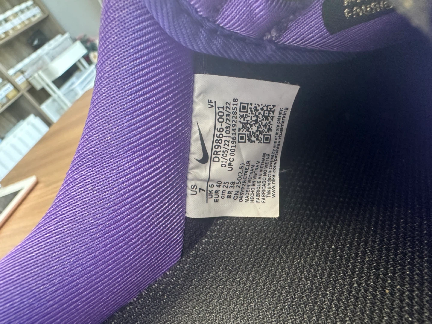 Nike Air Force 1 Low Black Purple White Shoes Size 7 (US) - photo 5