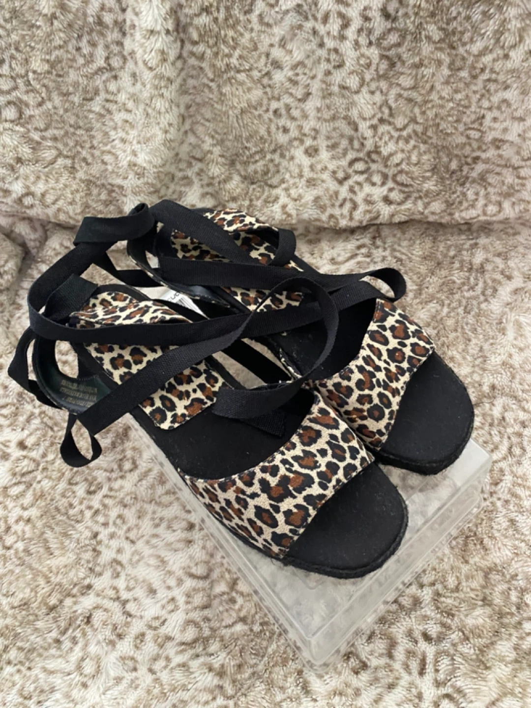 Leopard Print Wedge Espadrille Sandals