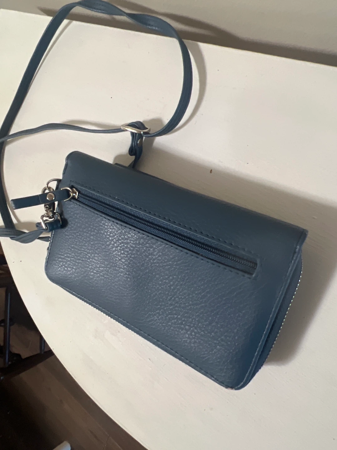 Blue Faux Leather Wallet with Long Strap - photo 2