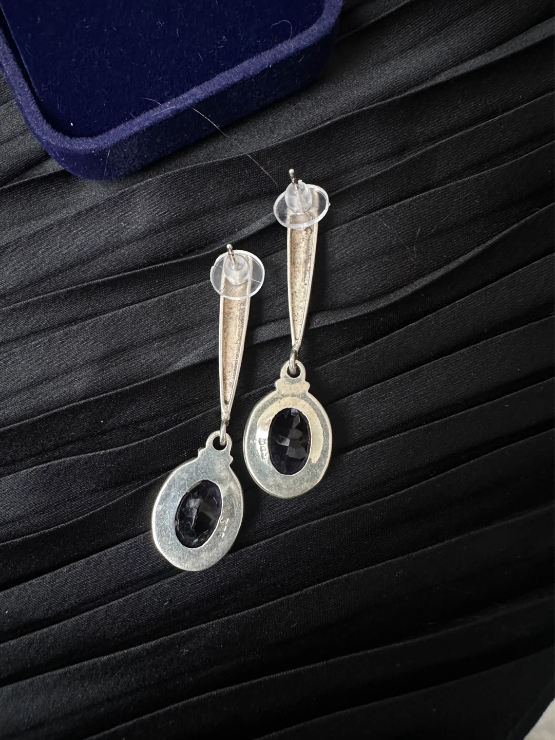 925 Silver Drop Earrings with Purple Gemstone - photo 4