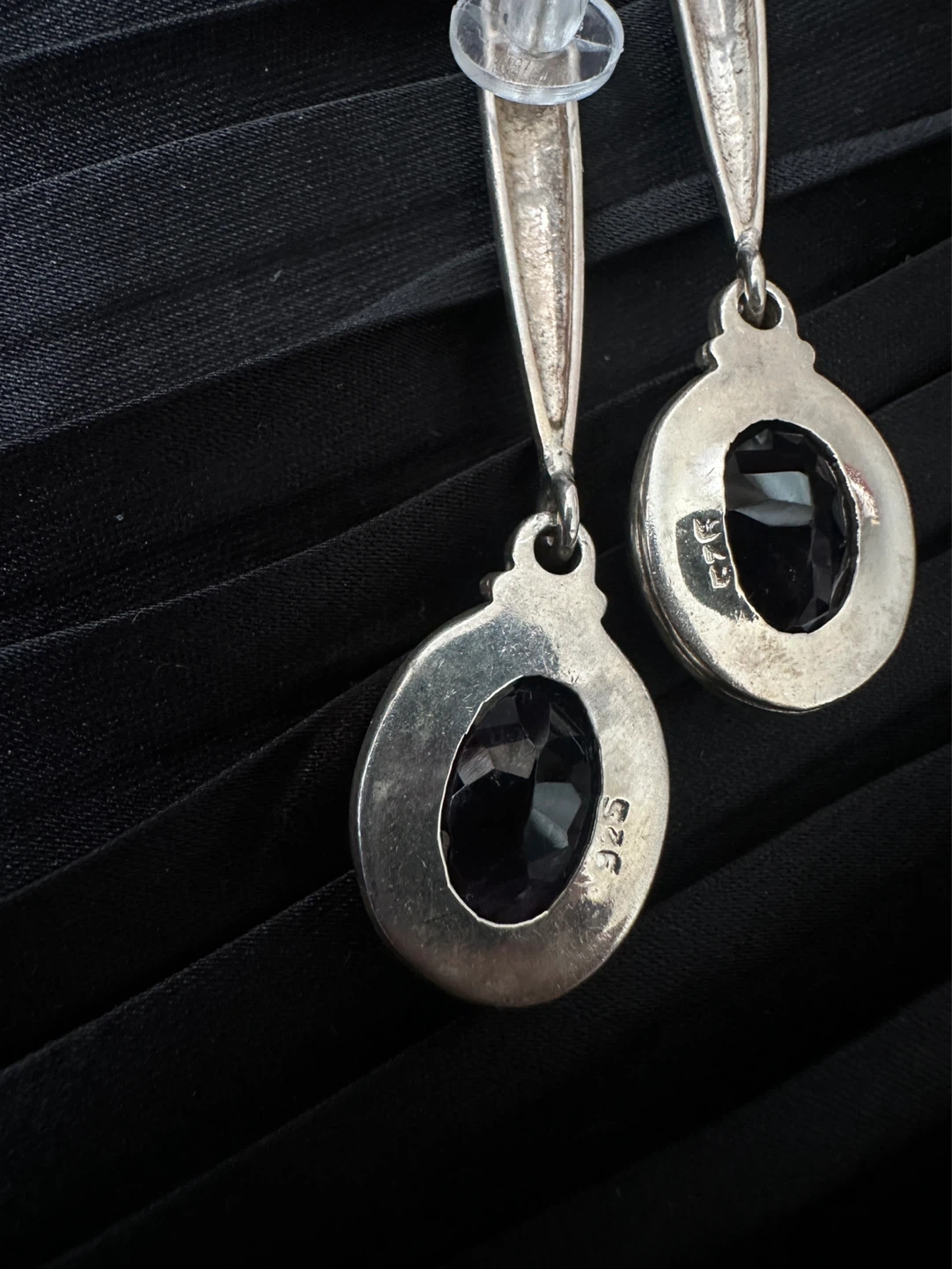 925 Silver Drop Earrings with Purple Gemstone - photo 3
