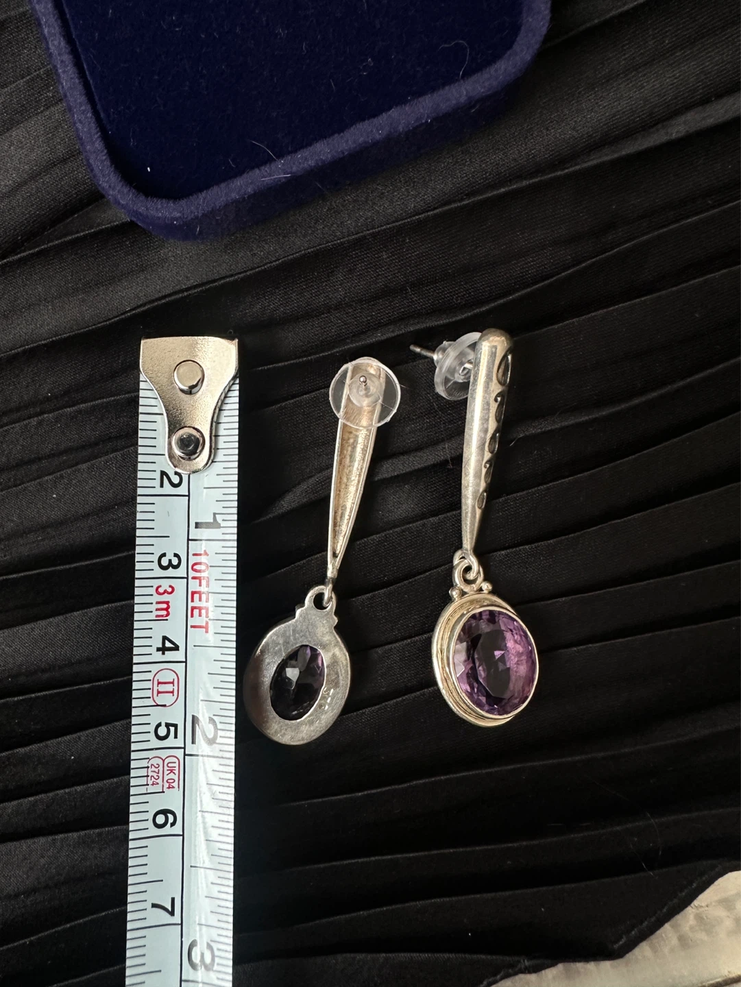 925 Silver Drop Earrings with Purple Gemstone - photo 5