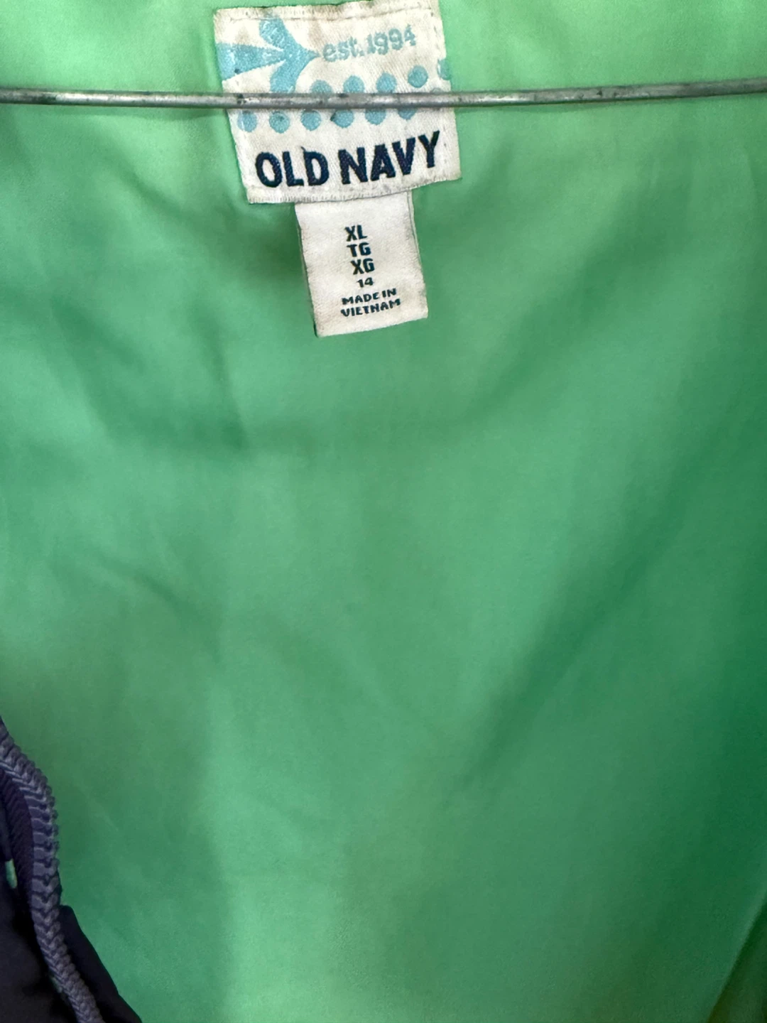 Old Navy Girls' Puffer Vest - Navy with Green Polka Dots - photo 5