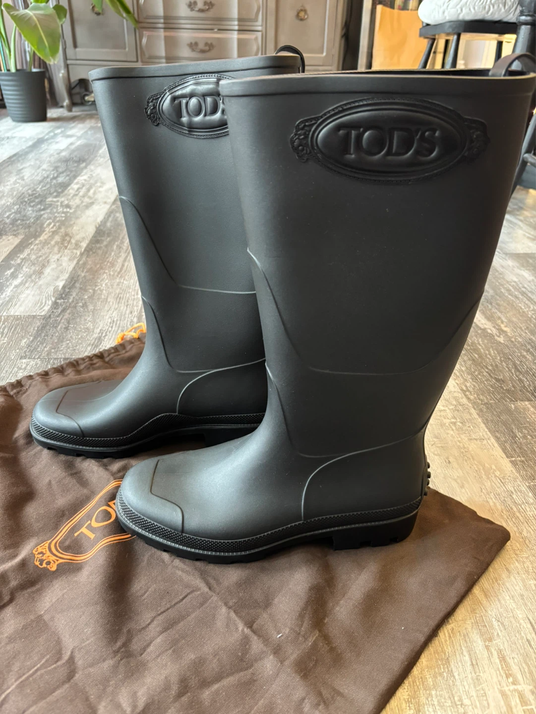 Brand New TOD'S Men’s Black Rubber Rain Boots