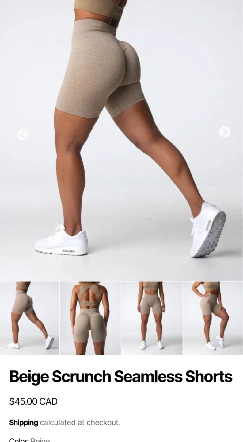 NVGTN Beige Scrunch Seamless Shorts - photo 2
