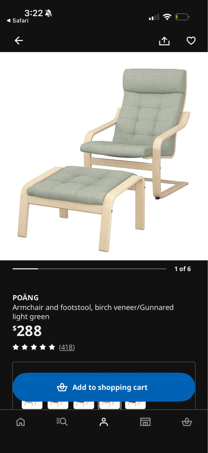 IKEA POÄNG Armchair - Black Cushion, Birch Frame - photo 2