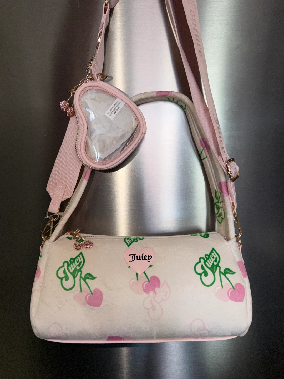 Juicy Couture Cherry Shoulder/Crossbody Bag with Heart Pouch