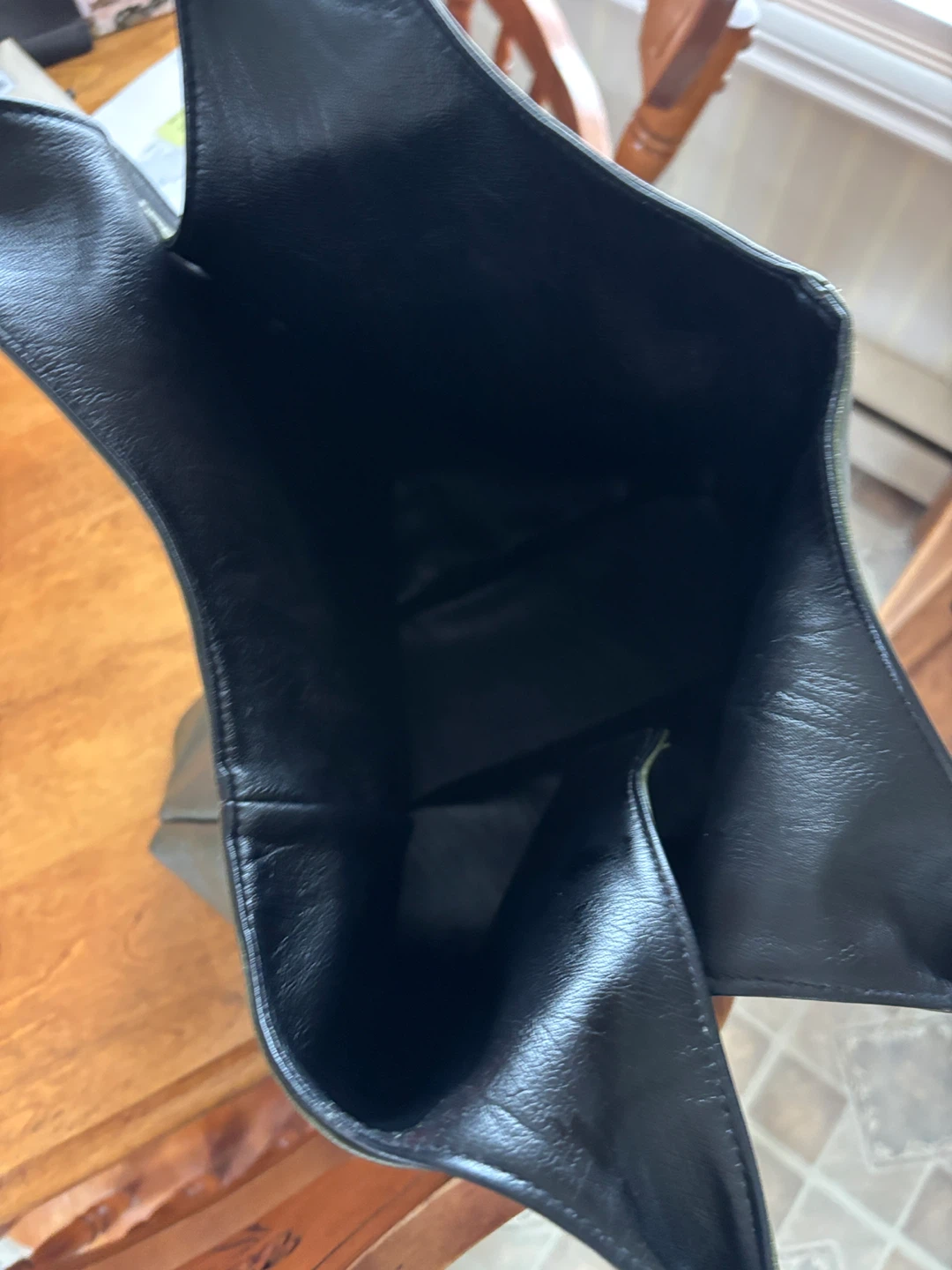 Olive Green Faux Leather Tote Bag - photo 4