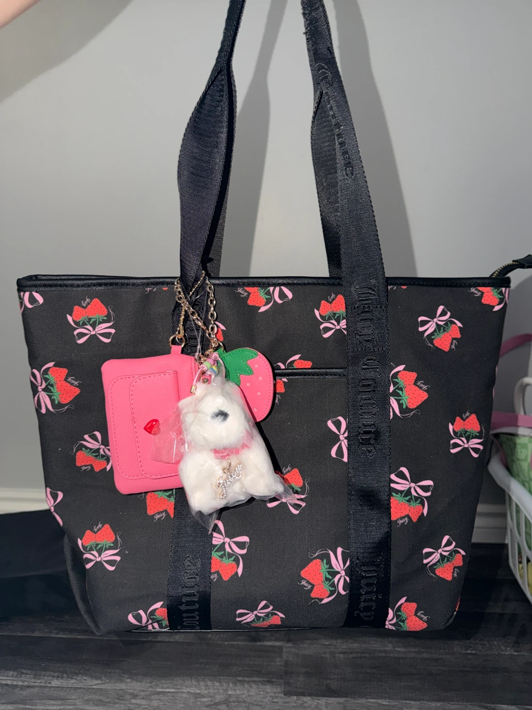 Juicy Couture Strawberry Print Tote Bag with Charms