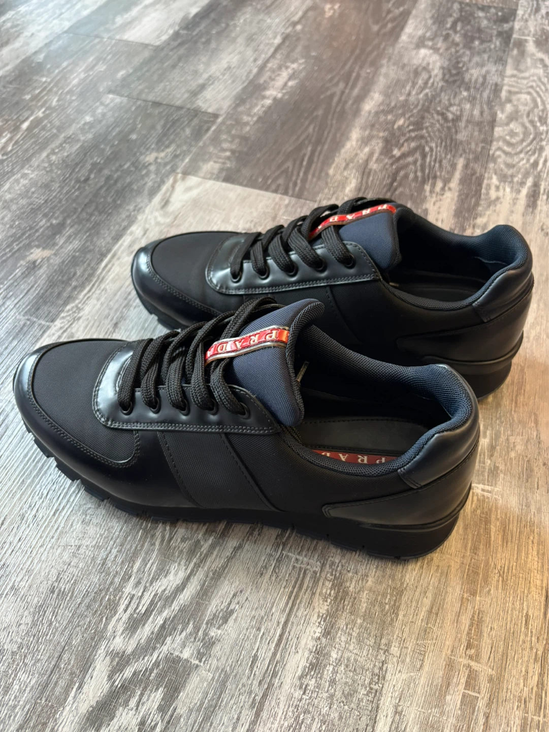 Authentic Men’s Prada Black Nylon and Leather Sneakers