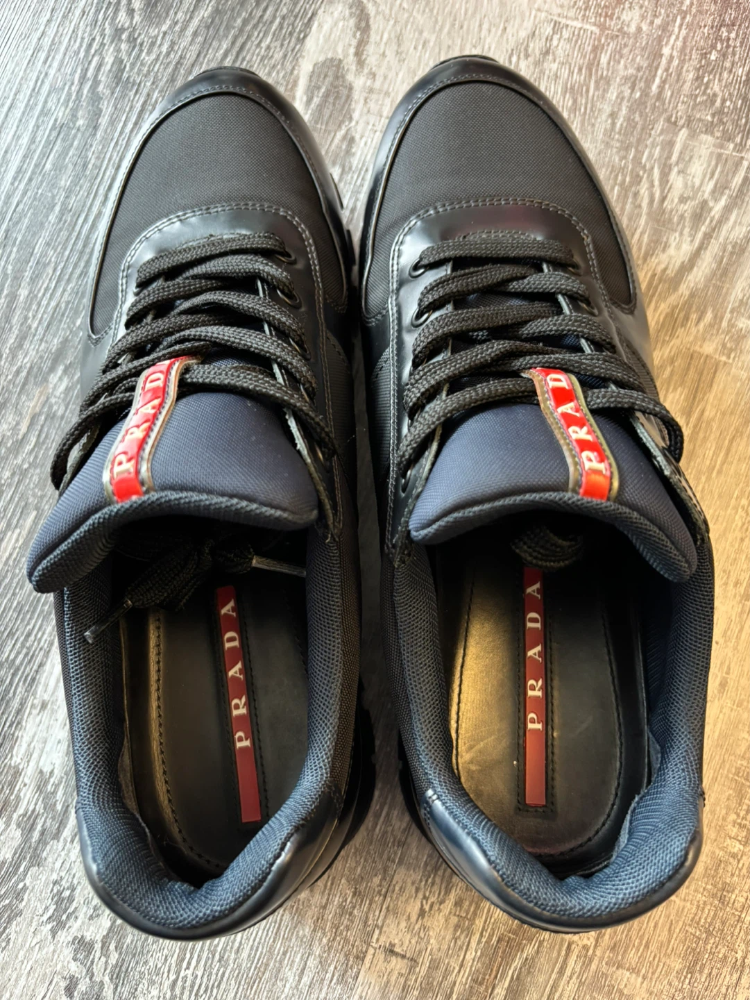 Authentic Men’s Prada Black Nylon and Leather Sneakers - photo 5