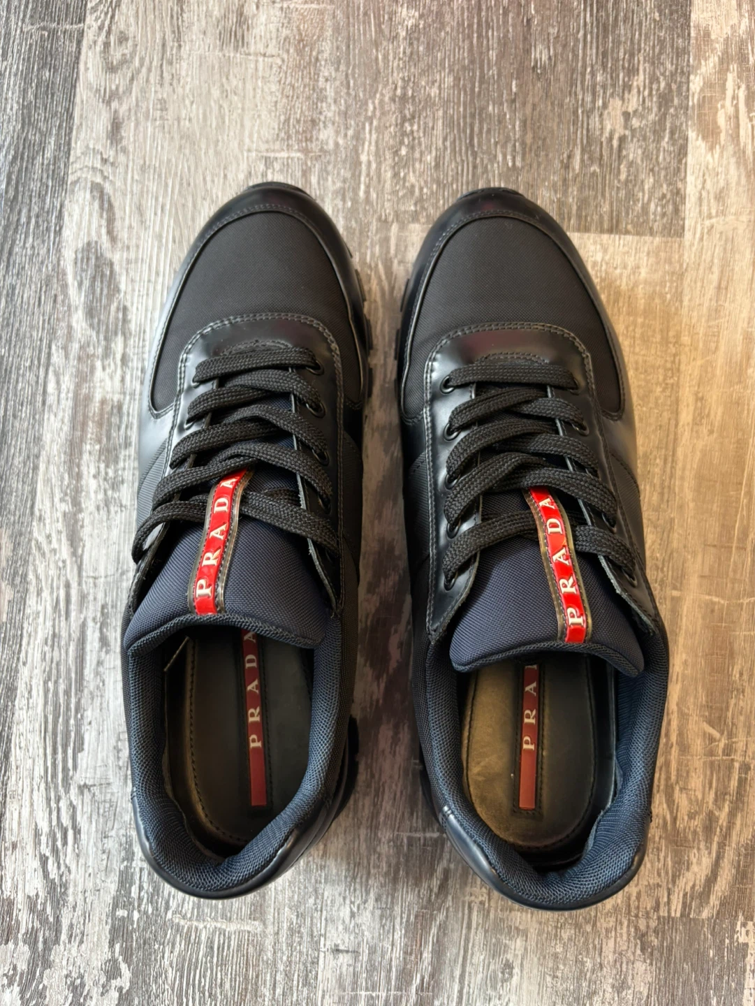 Authentic Men’s Prada Black Nylon and Leather Sneakers - photo 2