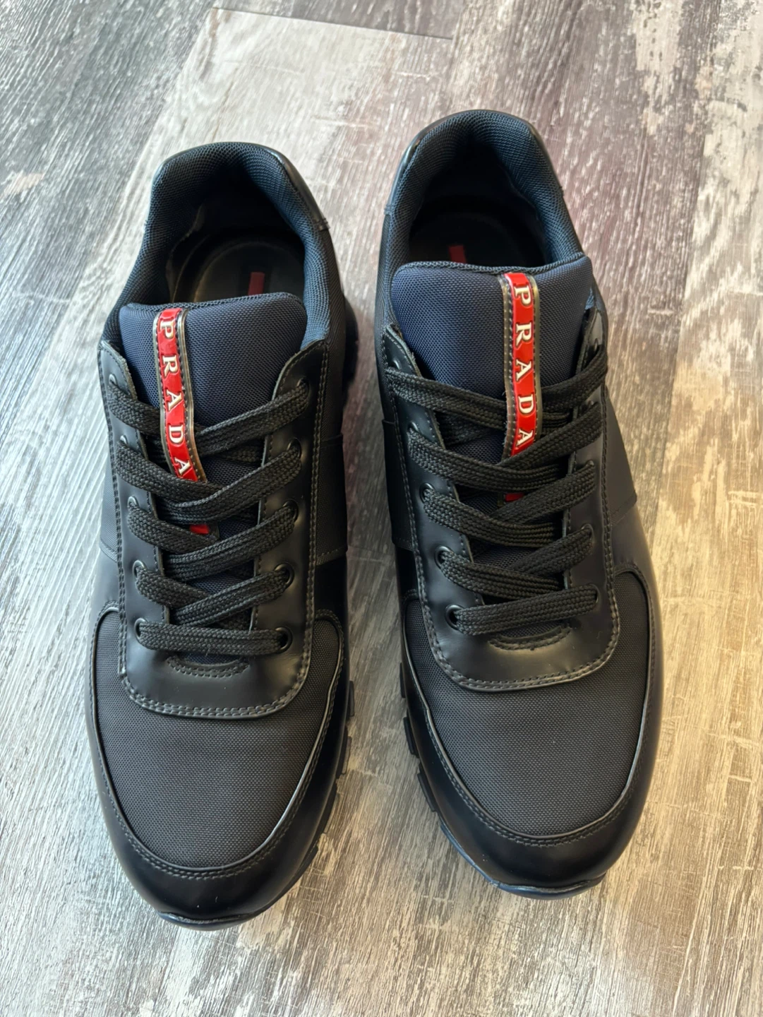 Authentic Men’s Prada Black Nylon and Leather Sneakers - photo 3