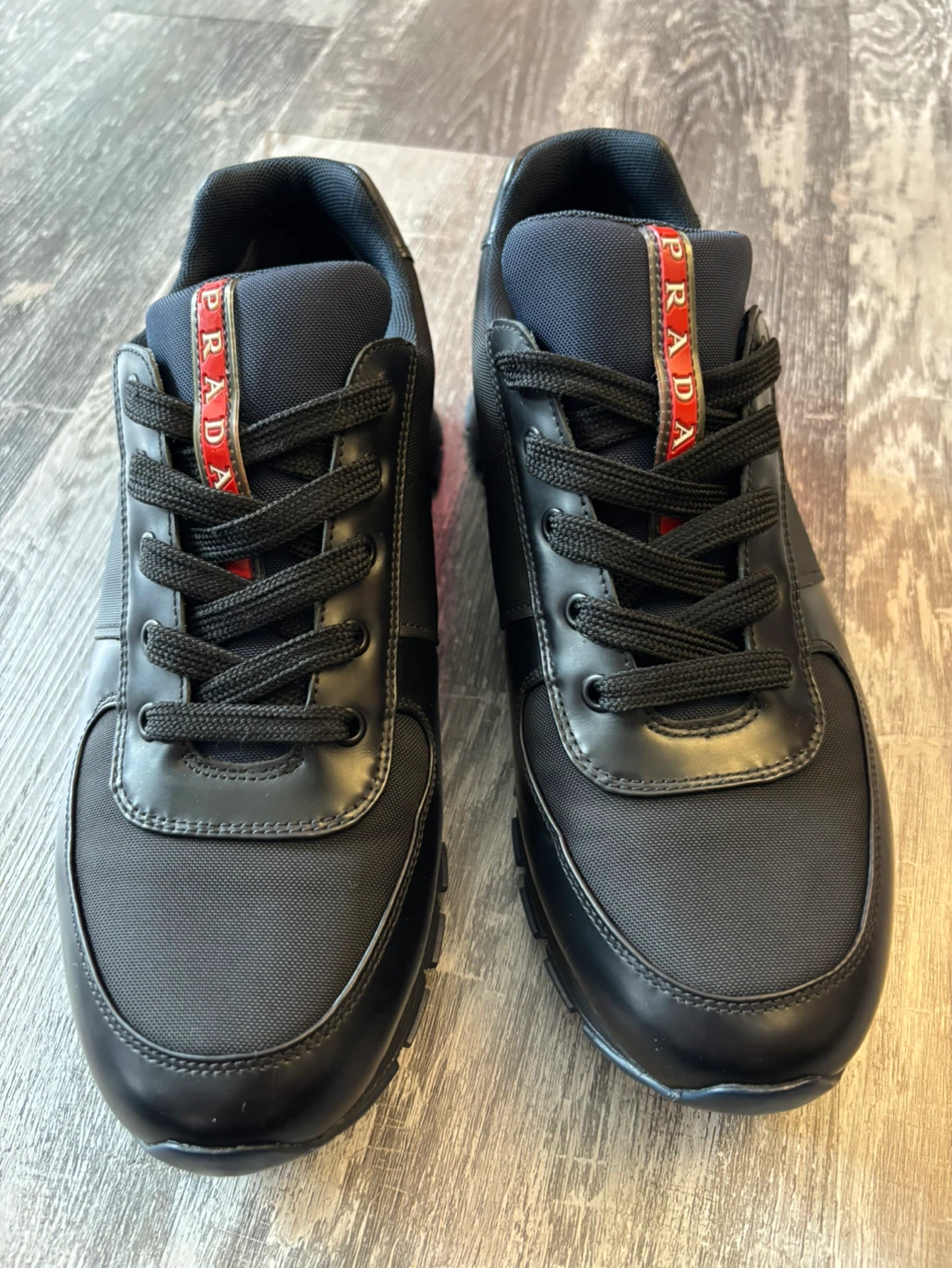 Authentic Men’s Prada Black Nylon and Leather Sneakers - photo 4
