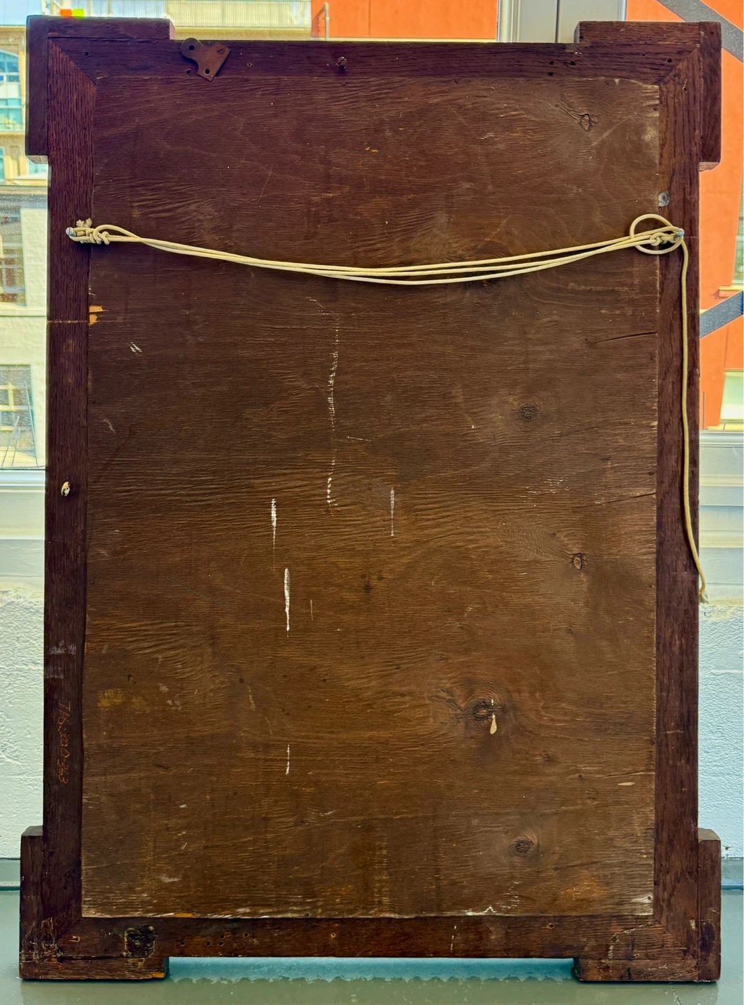 Large Antique Art Deco Oak Bevelled Mirror. H. 91.4cm - photo 5