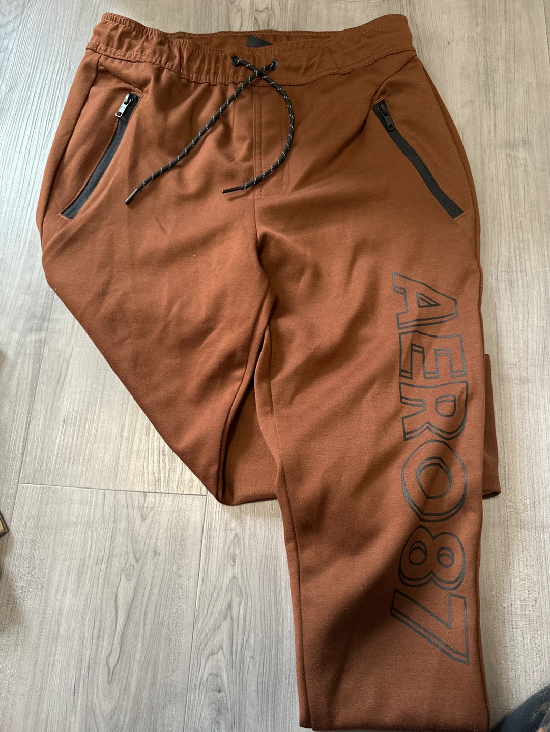 AERO87 Brown Joggers with Zippers