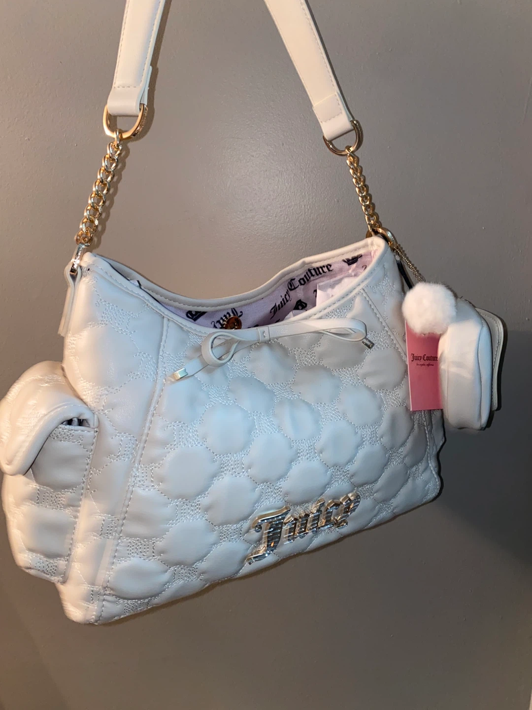 Juicy Couture White Demure Hobo Handbag with Charm - photo 2