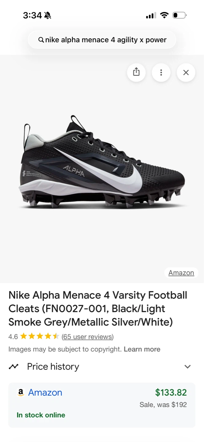 Nike Alpha Menace 4 Varsity Football Cleats Black Size 10 - photo 5