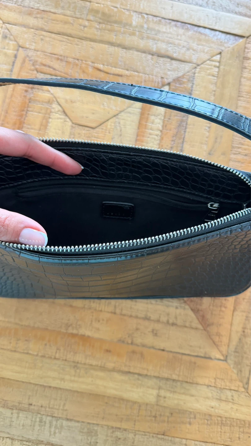 Black Croc Embossed Shoulder Bag - photo 3