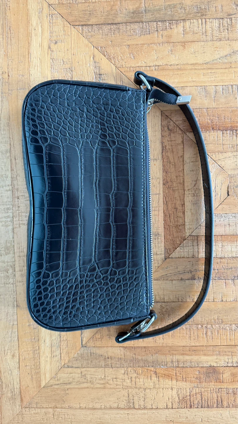 Black Croc Embossed Shoulder Bag - photo 2