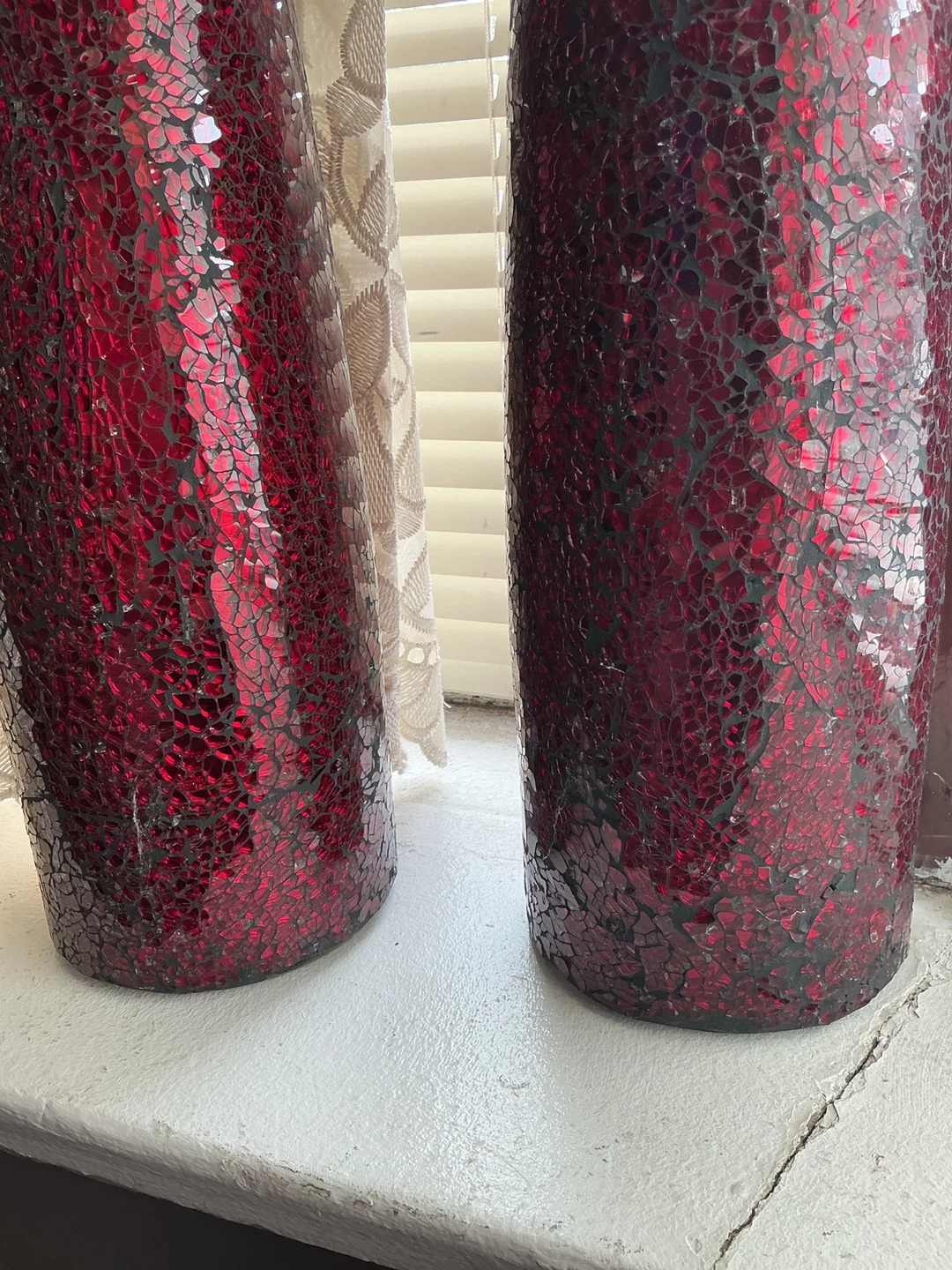 Pair of Red Mosaic Glass Vases - photo 5
