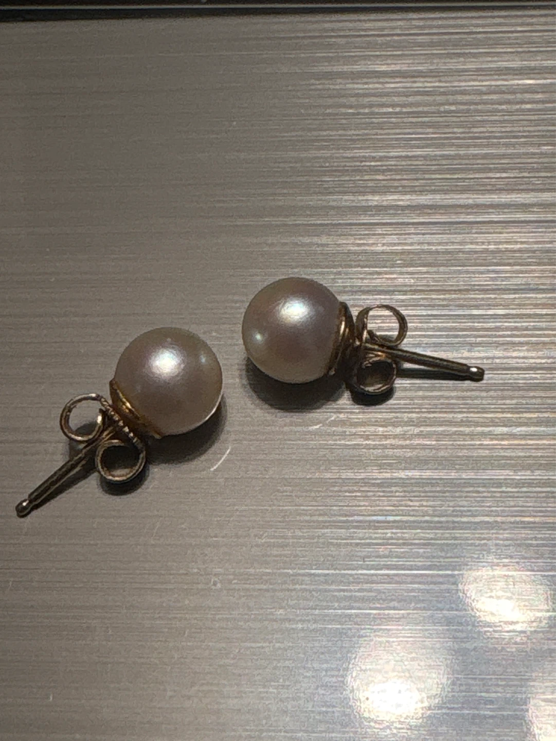 Pearl Stud Earrings with 14k gold backs