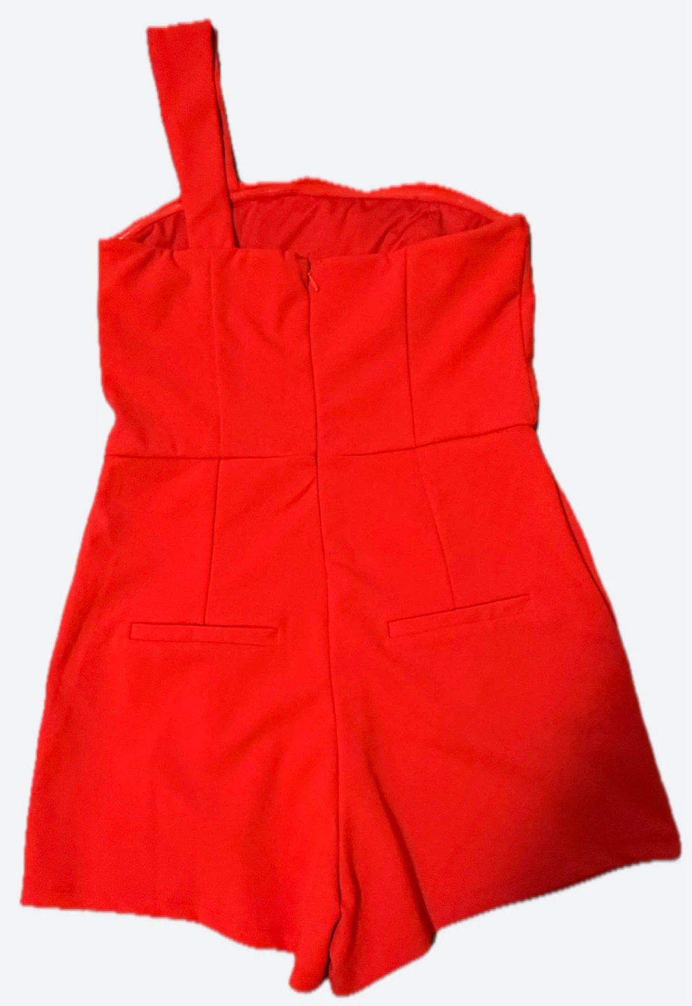 Bright Red orange One-Shoulder Romper - photo 2