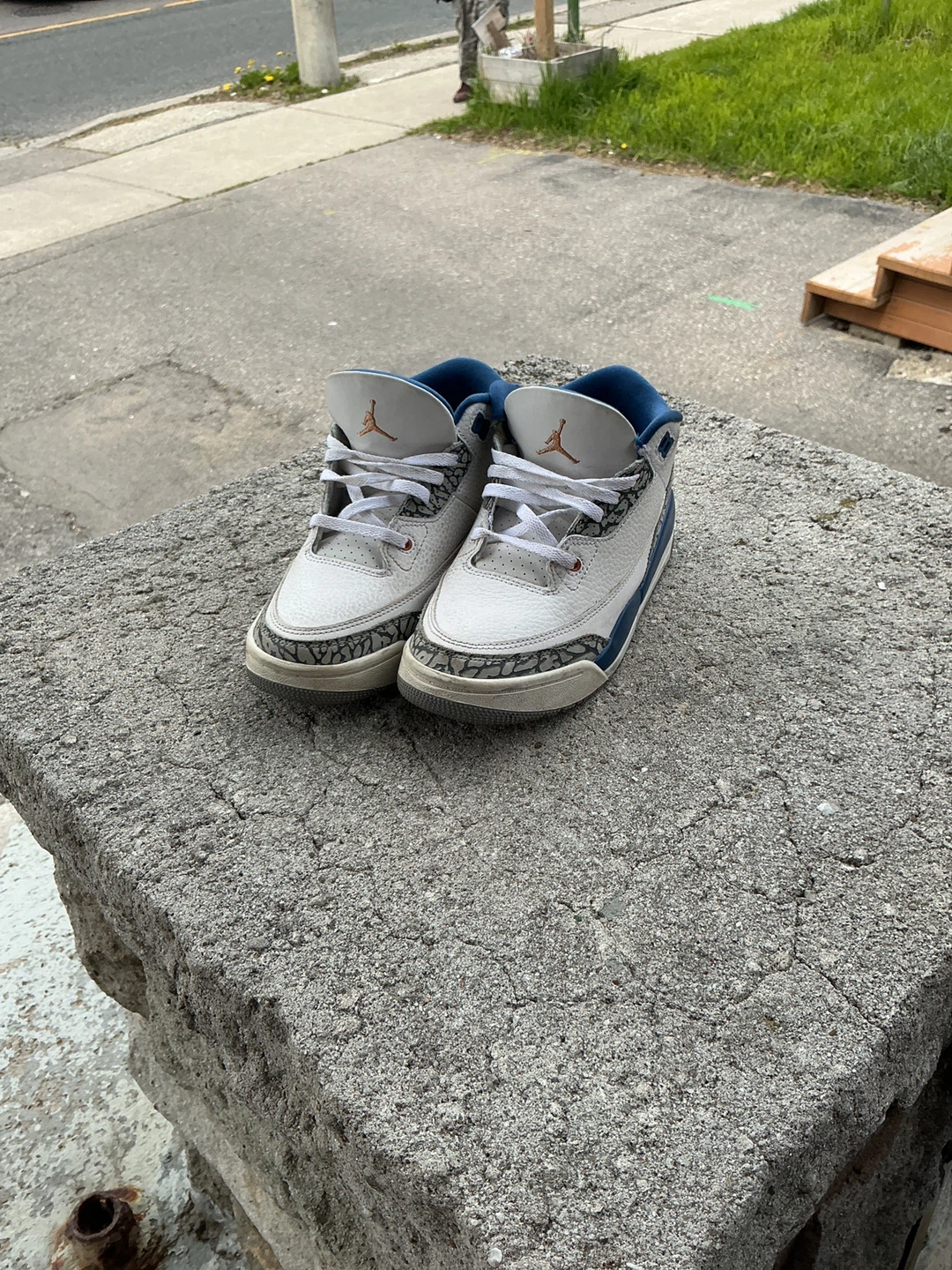 Air Jordan 3 Retro White Blue Elephant Print Kids Shoes - photo 3