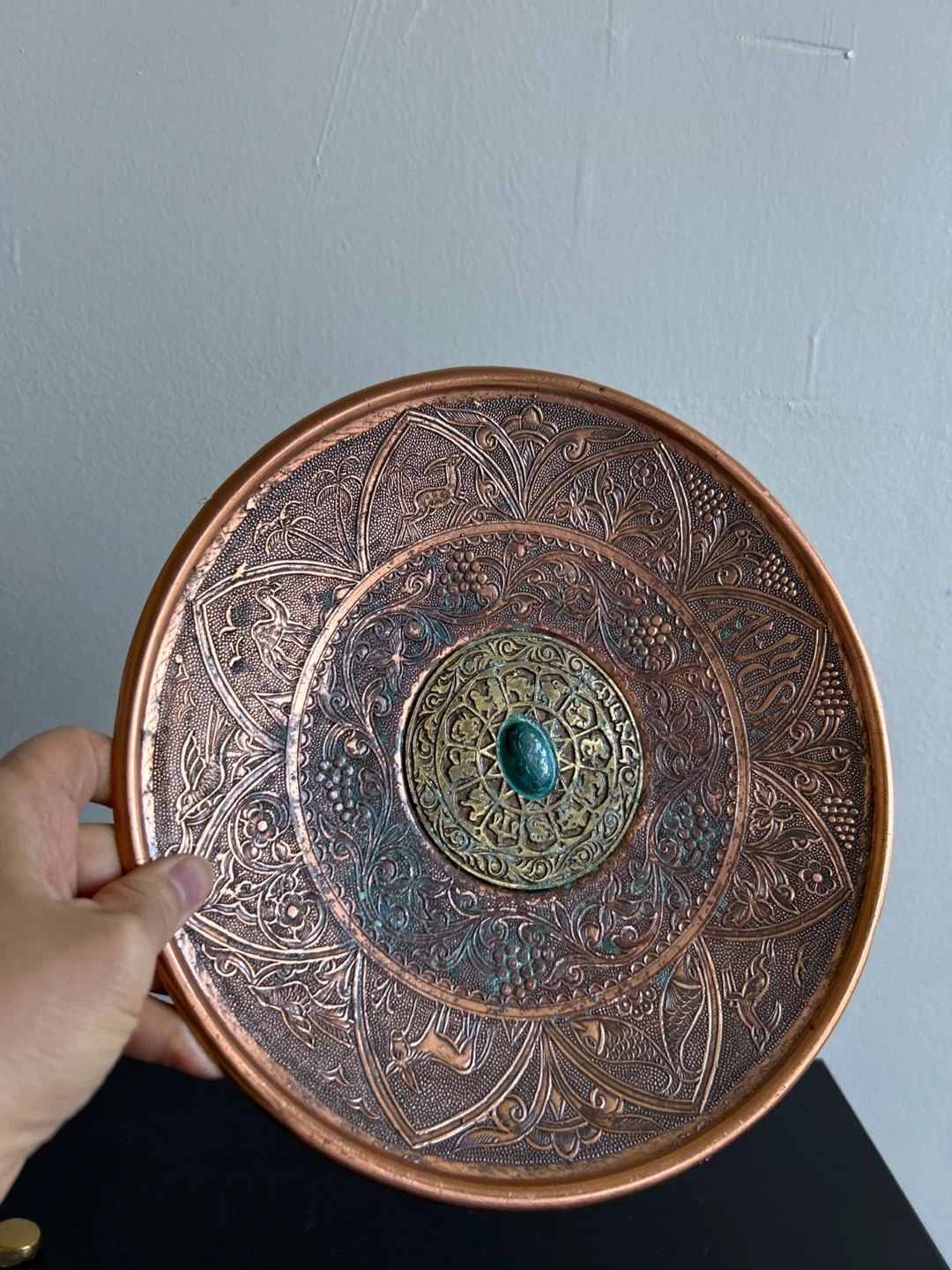 Hoitash Copper Embossed Decorative Plate with Gemstone - photo 5