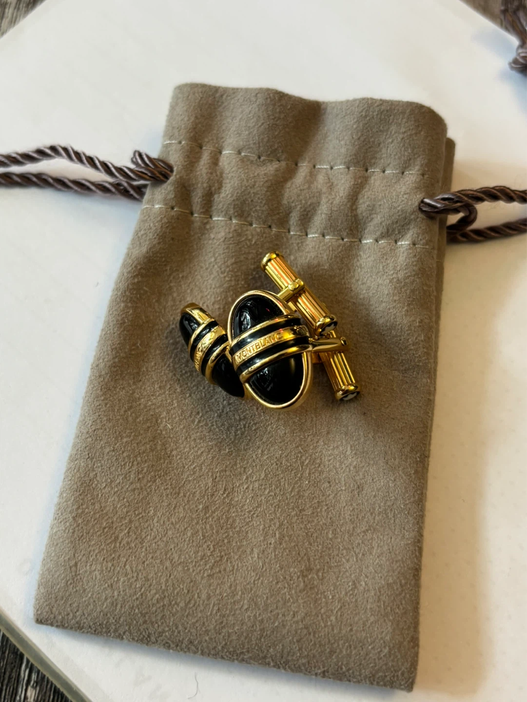 MONTBLANC Gold & Black Enamel Cufflinks - photo 2